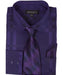 Purple 60% Cotton 40% Polyester Shadow Striped Tie with Hanky Men's Dress Shirt