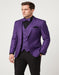 Mens Purple Paisley Tuxedo – 3 Piece Suit with Bow Tie and Black Pants | Wedding & Prom Outfit - Slim Fitted