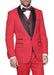 Slim Fit Red And Black Lapel Tuxedo Toned Lapel Red 1-Button Tuxedo Jacket And Pants Only $139 - Red Tuxedo