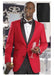 Men'S Formal Attire Red Dinner Jacket Suit And Black Lapel Black Pants Fashion Tuxedo For Men - Red Tuxedo