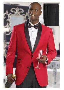Men'S Formal Attire Red Dinner Jacket Suit And Black Lapel Black Pant Fashion Tuxedo For Men - Red Tuxedo