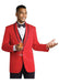 Men'S Red Formal Attire Dinner Jacket Suits And Black Lapel + Black Pants Fashion Tuxedo For Men - Red Tuxedo