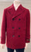 Mens Red Peacoat - Houndstooth Red and Black Pattern Car Coat