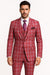 Mens Red and White Tartan Suit - Christmas New Year Holiday Suit Party Dance Events
