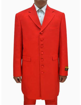 Men's Red Seven Button Zoot Suits