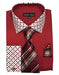 Cotton Blend Solid/Polka Dot Pattern Red Shirt With Matching Tie & Hanky Men's Dress Shirt