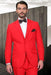 Mens Red Suit Poly~Rayon Fabric Modern Cut 2 Button Cheap Business Suits Clearance Sale