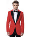 Men'S Red Jacket Black Lapel Tuxedos With Black Pant One Button Elegant Slim Fit Wedding Suit - Red Tuxedo