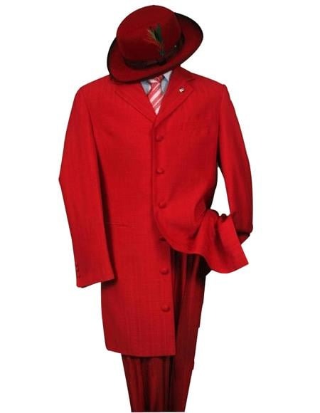Men Metalic Hot Red Fashion Dress Zoot Suit 38 Inch Long