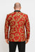 Mens Red and Gold Embroidered Tuxedo Blazer – Baroque Style One Button Dinner Jacket with Black Satin Lapel
