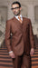 Side Vented Online special Discounted Sale Pleated Pants Vested Suits Two button 3 Piece Regular Fit Copper