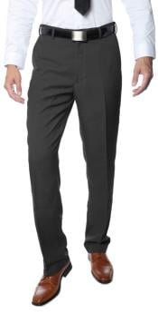 Men's Premium Regular Fit Flat Front Dress Pants Charcoal
