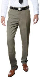 Men's Tan Classic Regular Fit Business Flat Front Dress Pants