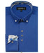 Men's Royal Blue 60% Cotton 40% POLY Shirt Double Collar Design Sleeves Solid Color