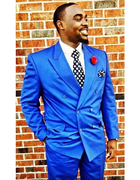 Men's Royal Blue Double Breasted Suits Dress Suits for Men Jacket & Pants