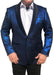 Men's Royal Blue One Button Black Shawl Lapel  Jacket