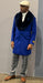 Mens Royal Blue Overcoat - Blue Topcoat  With Fur Collar - Mens Car Coat