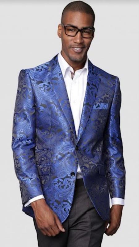 Royal Blue Mens Big and Tall Velvet Blazer - Velvet Sport Coat