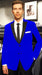 Velvet Velour Formal Sport Coat Two Tone Trimming Notch Collar Royal Blue Men'S Blazer