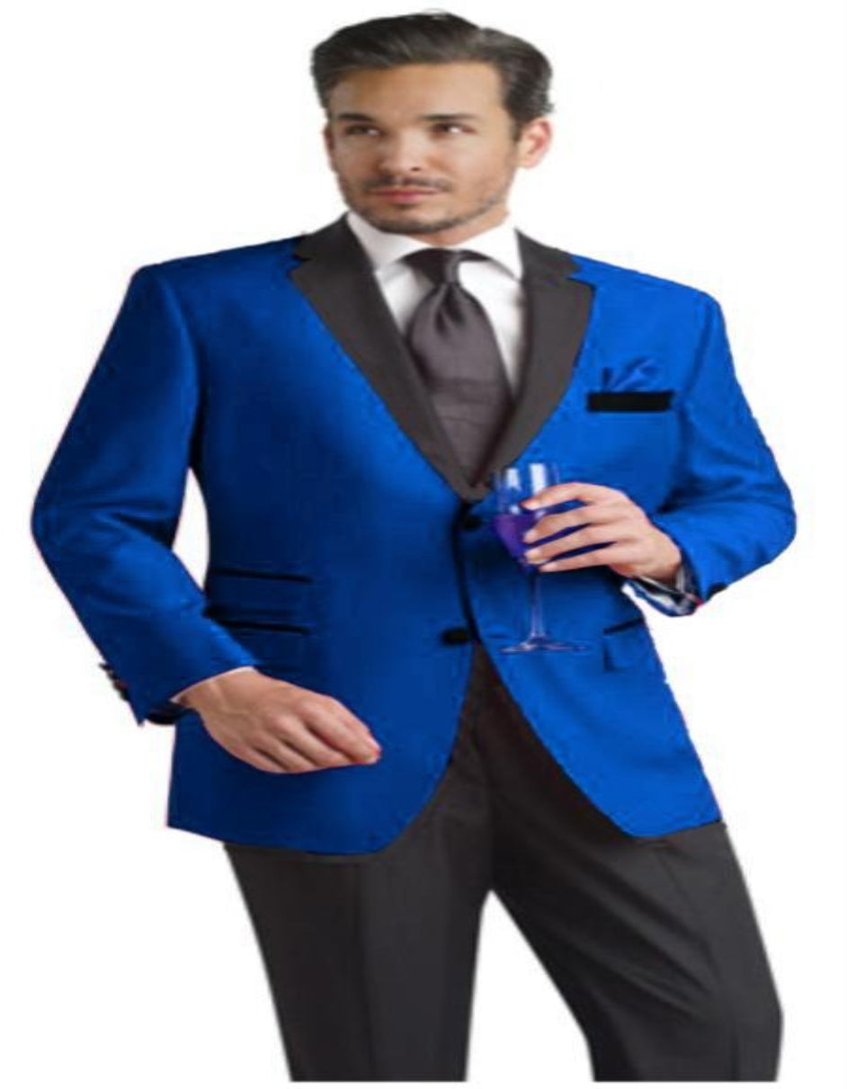 Two Toned Royal Light Blue Two Buttons Velvet or Dress Suits for Men Fabric (Your Choice) Tuxedo Suit Or Dinner Jacket Black Lapeled