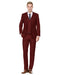 Mens Savvy Slim Vested Suit Burgundy