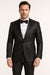 Mens Shiny Black Glitter Tuxedo with Satin Shawl Lapel – Ultra Slim Fit Sparkle Suit for Weddings, Proms & Formal Events