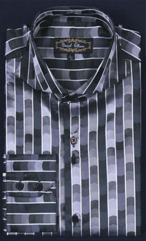 Men'S Shiny Flashy Satin Fancy Luxurious Shirt -Black