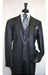 Mens Three Piece Suit - Vested Suit Mens Shiny Shark Flashy Satin 3 Piece Black Suit