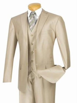 Champagne Suit Modern Gloss Shiny Sharkskin MetallicSuit champagne