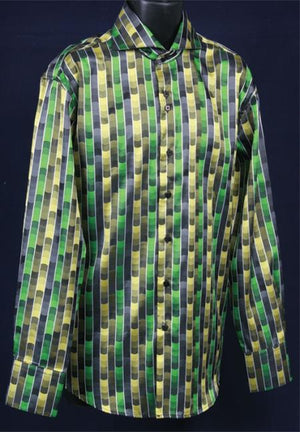 Men'S Green Shiny Flashy Satin Luxurious Shirt