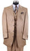 Champagne Suit Tone On Tone Shiny Sharkskin Shadow Stripe ~ Pinstripe Vested 3 Piece Men'S Milano Suits Tan ~ Champagne ~ Beige