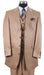 Champagne Suit Tone On Tone Shiny Sharkskin Shadow Stripe ~ Pinstripe Vested 3 Piece Men'S Milano Suits Tan ~ Champagne ~ Beige