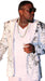 Men's Shiny White ~ Silver Fashion paisley look Black Lapel Tuxedo sportcoat jacket