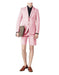 Mens Short Pants Suit Set Mens Two Button  Suit For Men Pink
