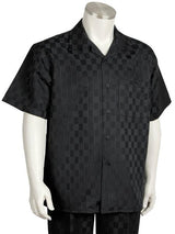 Men's Short Sleeve Classic Fit Casual Two Piece Walking Outfit For Sale Pant Sets Set Black Suit and Pants