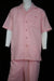 Men's Vintage Grid Short Sleeve Casual Two Piece Walking Outfit For Sale Pant Sets Suit Blush Point Collar