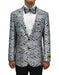 Mens Paisley Dinner Jacket Blazer in Silver Grey