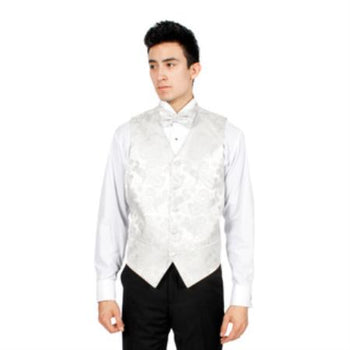 Men's Silver P A I S L E Y 4-Piece Men's Vest Set Also available in Big and Tall Sizes