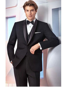 Men's Classic Fit  1 Button Shawl Black Tuxedo