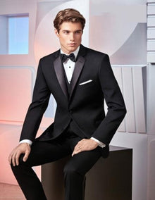 Men's  2 Button Black Classic Fit Peak Lapel Tuxedo