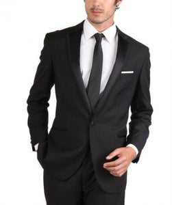 Slim Fit Tuxedo Single Button Black Skinny Tapered Fit