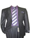 1 Button Peak Lapel Sharkskin Charcoal Wool Blend Flat Front Fitted Suit
