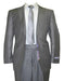 1 Button Peak Lapel Grey Sharkskin Wool Blend Flat Front Fitted Suit