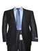 1 Button Peak Lapel Dark Navy Sharkskin Wool Blend Flat Front Fitted Suit