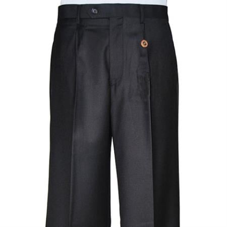 Men's Black Single-pleat Dress Pants Unhemmed Unfinished Bottom