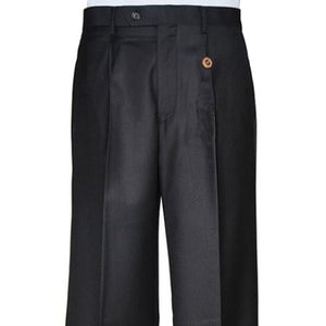 Men's Black Single-pleat Dress Pants Unhemmed Unfinished Bottom
