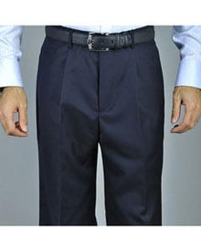 Men's Navy Blue Single Pleat Pants unhemmed unfinished bottom
