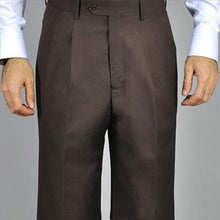 Men's Brown Single Pleat Pants unhemmed unfinished bottom