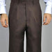 Men's Brown Single Pleat Pants unhemmed unfinished bottom