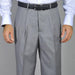 Men's Light Grey Single Pleat Pants unhemmed unfinished bottom